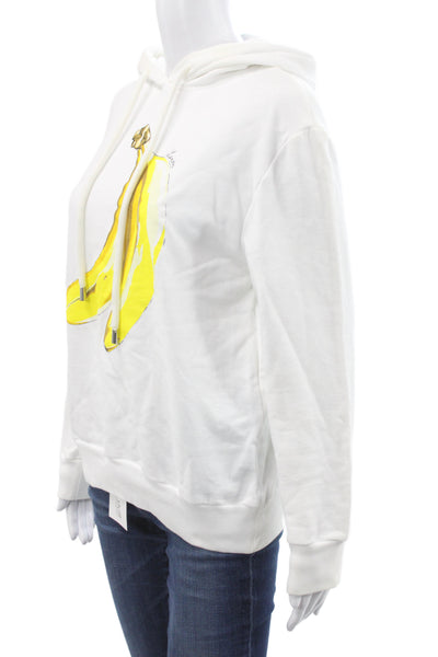 Lanvin Unisex Adults White High Neck Pullover Hoodie Cotton Long Sleeve Size M