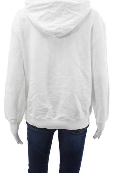 Lanvin Unisex Adults White High Neck Pullover Hoodie Cotton Long Sleeve Size M