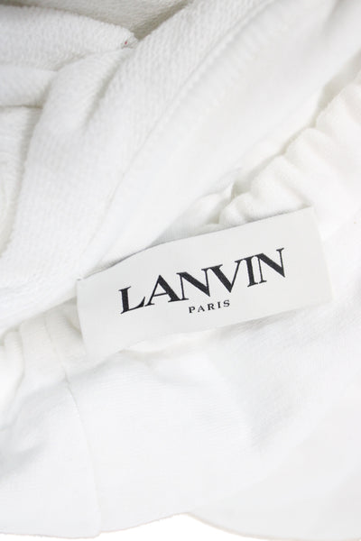 Lanvin Unisex Adults White High Neck Pullover Hoodie Cotton Long Sleeve Size M