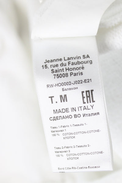 Lanvin Unisex Adults White High Neck Pullover Hoodie Cotton Long Sleeve Size M