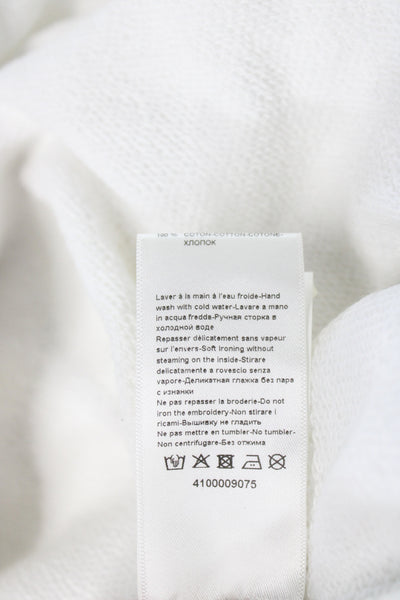 Lanvin Unisex Adults White High Neck Pullover Hoodie Cotton Long Sleeve Size M
