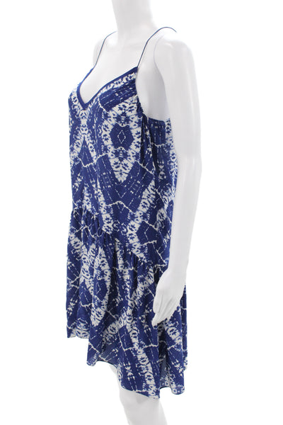 Rebecca Taylor Women Silk Tie Dye Slip Dress Blue V Neck Size 4