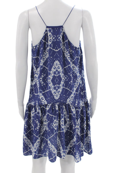 Rebecca Taylor Women Silk Tie Dye Slip Dress Blue V Neck Size 4