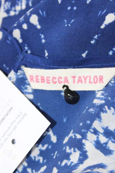 Rebecca Taylor Women Silk Tie Dye Slip Dress Blue V Neck Size 4