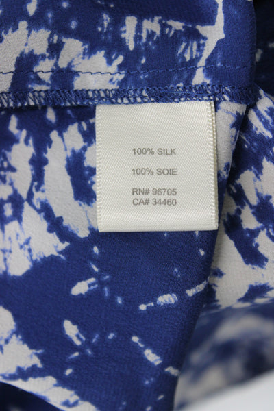 Rebecca Taylor Women Silk Tie Dye Slip Dress Blue V Neck Size 4