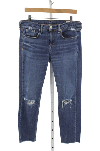 Rag & Bone Womens Cropped Jeans Blue Cotton Size 28