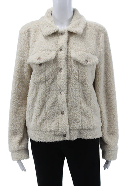 Sanctuary Womens Basic Jacket Ivory Button Long Sleeve Polyester Size M