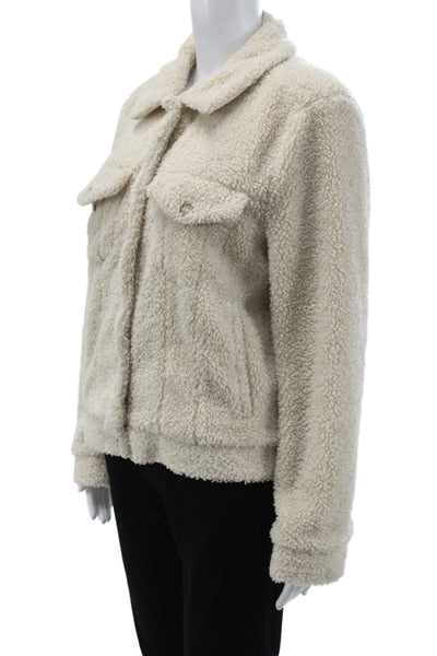 Sanctuary Womens Basic Jacket Ivory Button Long Sleeve Polyester Size M