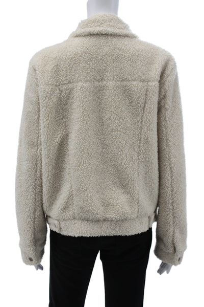 Sanctuary Womens Basic Jacket Ivory Button Long Sleeve Polyester Size M