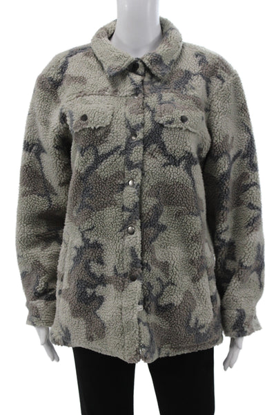 Vintage Havana Womens Military Camo Gray Snap Long Sleeve Jacket Size M