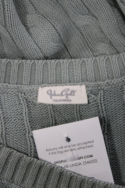 John Galt Women Green V-Neck Sleeveless Vest Sweater 100% Cotton Size S