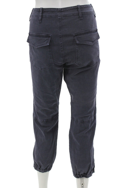 Nili Lotan Women Blue Cargo Pants Cotton Button Size 6