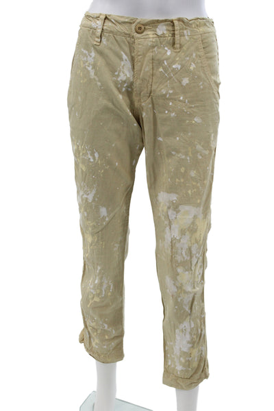 NSF Womens Ankle Paint Splatter Cotton Pants Button Closure Size 27
