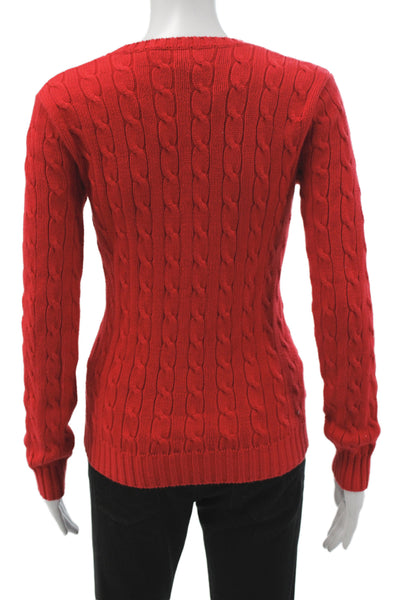 Ralph Lauren Sport Womens Pullover V-Neck Red 100% Cotton Size S