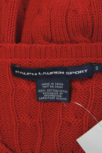 Ralph Lauren Sport Womens Pullover V-Neck Red 100% Cotton Size S