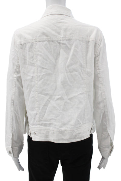 Rachel Zoe Womens Basic Jacket White 55% Linen Zip Long Sleeve Size M