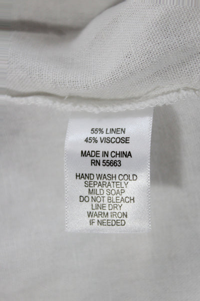 Rachel Zoe Womens Basic Jacket White 55% Linen Zip Long Sleeve Size M