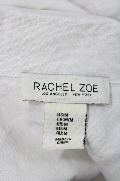 Rachel Zoe Womens Basic Jacket White 55% Linen Zip Long Sleeve Size M
