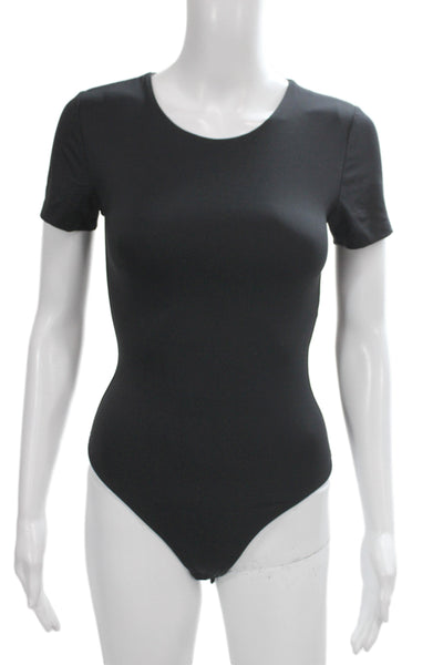 Babaton Womens Shaping Bodysuit Black Short Sleeve Round Neck Size S