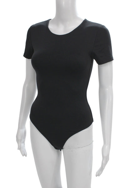 Babaton Womens Shaping Bodysuit Black Short Sleeve Round Neck Size S