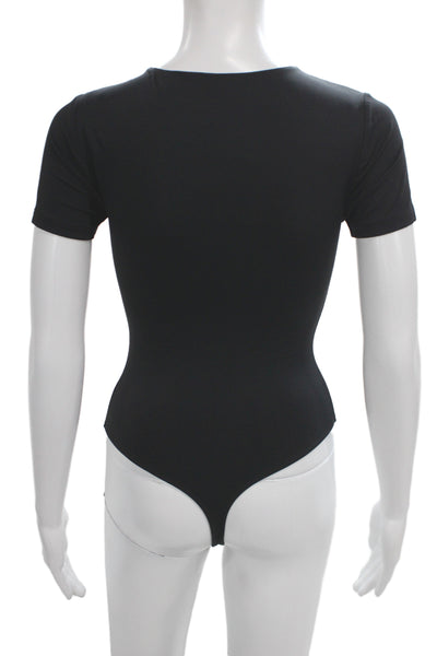 Babaton Womens Shaping Bodysuit Black Short Sleeve Round Neck Size S