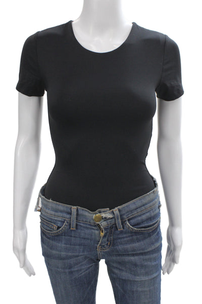 Babaton Womens Shaping Bodysuit Black Short Sleeve Round Neck Size S