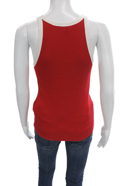 Polo Ralph Lauren Womens Basic Red Cotton Sleeveless Tank Top Round Neck Size M
