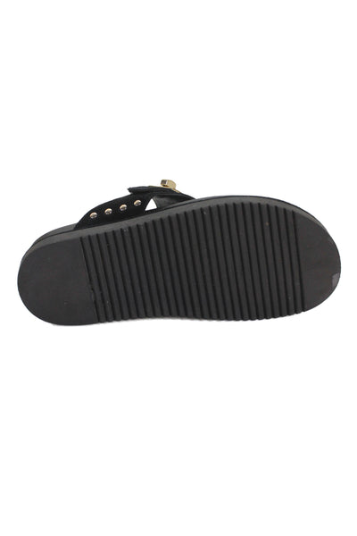 Steve Madden Womens Turnlock Suede T Strap Sandals Black Size 6.5