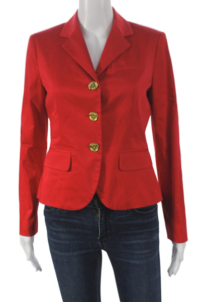 Lauren Ralph Lauren Womens Basic Jacket Red Button Long Sleeve Cotton Size 4P