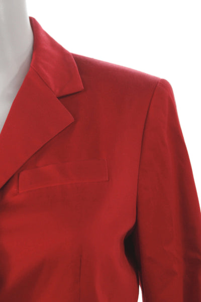 Lauren Ralph Lauren Womens Basic Jacket Red Button Long Sleeve Cotton Size 4P