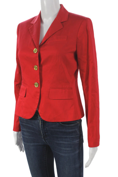 Lauren Ralph Lauren Womens Basic Jacket Red Button Long Sleeve Cotton Size 4P