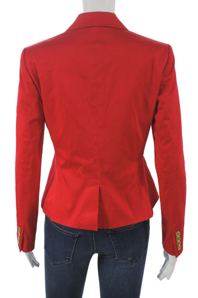 Lauren Ralph Lauren Womens Basic Jacket Red Button Long Sleeve Cotton Size 4P