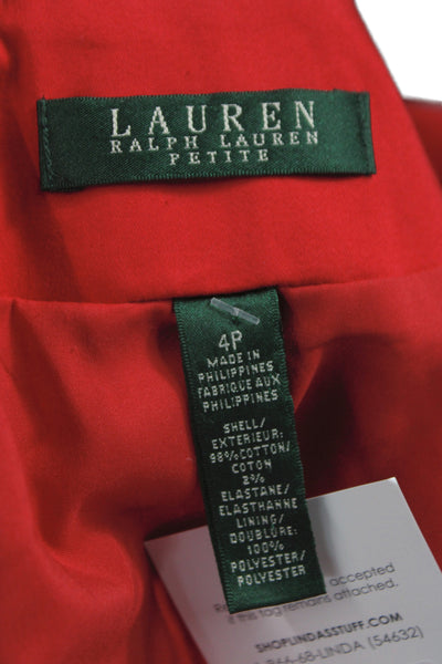 Lauren Ralph Lauren Womens Basic Jacket Red Button Long Sleeve Cotton Size 4P