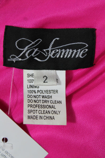La Femme Women Bodycon Dress Pink Sleeveless Cowl Neck Mini Zip Size 2