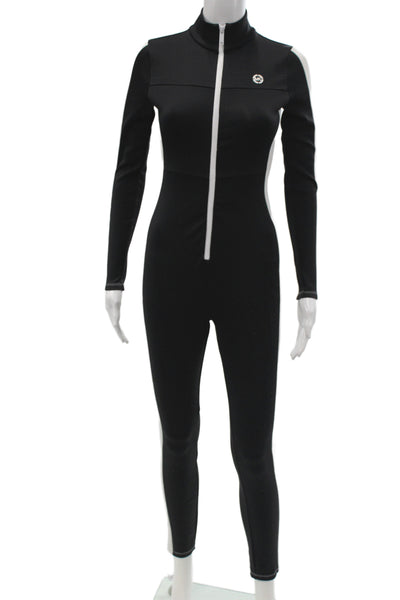 Michael Michael Kors Women Black Colorblock Mock Neck Catsuit Size XS