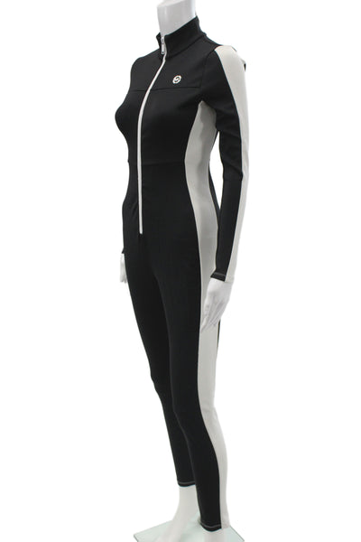 Michael Michael Kors Women Black Colorblock Mock Neck Catsuit Size XS