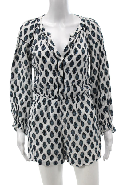 Maje Womens Paisley V-Neck Romper Black Long Sleeve Viscose Size 34