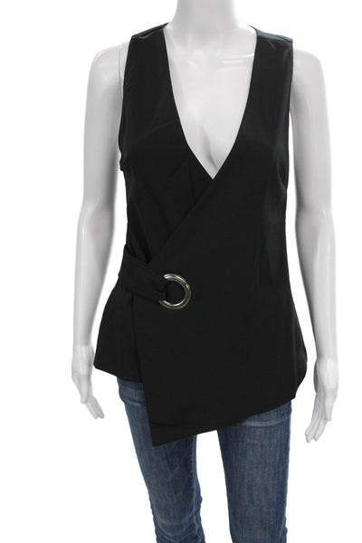 MPC Womens Sleeveless V Neck Shirt Black 100% Polyester Size S
