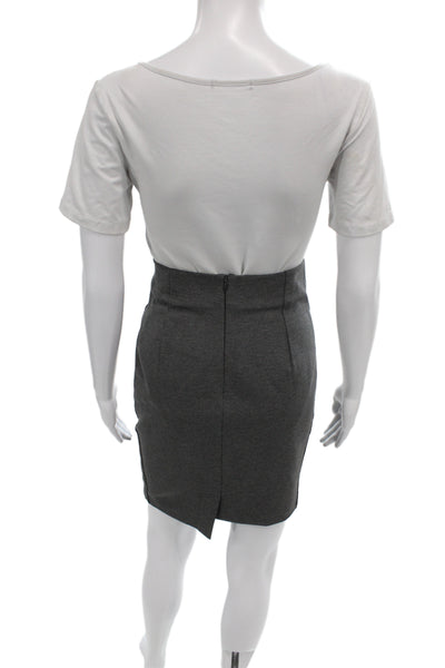 Donna Karan Womens Straight Pencil Skirt Gray Viscose Knee Length Zip Size 2