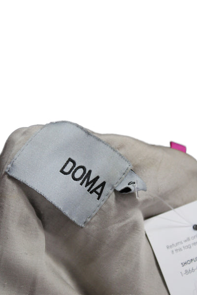Doma Womens Leather Biker Jacket Beige Zip Long Sleeve Size S