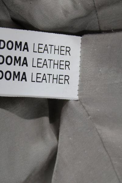 Doma Womens Leather Biker Jacket Beige Zip Long Sleeve Size S
