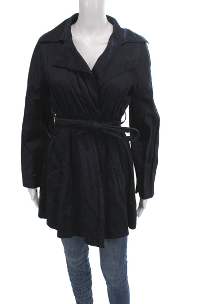 Kenneth Cole Women Trench Coat Black Tie Waist Long Sleeve Size XS