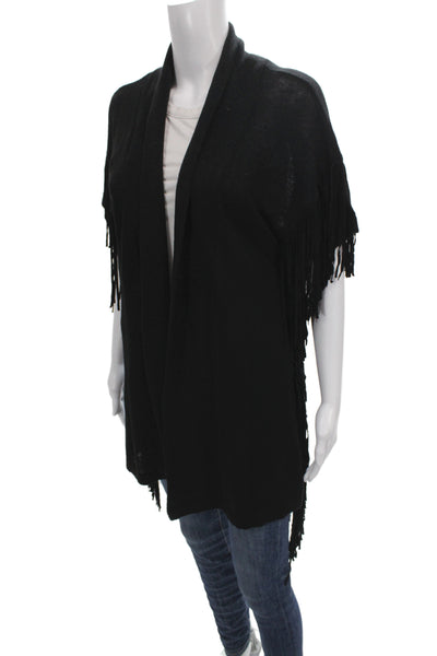 Moon & Meadow Women VNeck Linen Cardigan Sweater Black Short Sleeve Size XS