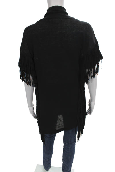 Moon & Meadow Women VNeck Linen Cardigan Sweater Black Short Sleeve Size XS