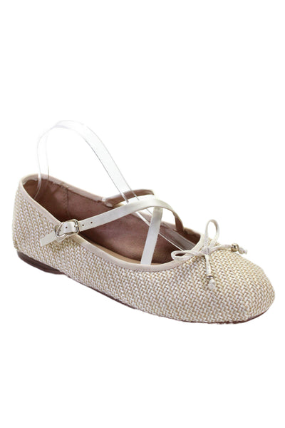 Circus by Sam Edelman Womens Woven Textured Bow Tied Flats Beige Size 9.5
