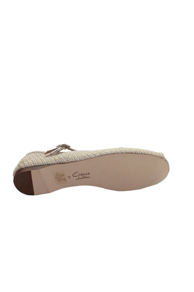 Circus by Sam Edelman Womens Woven Textured Bow Tied Flats Beige Size 9.5