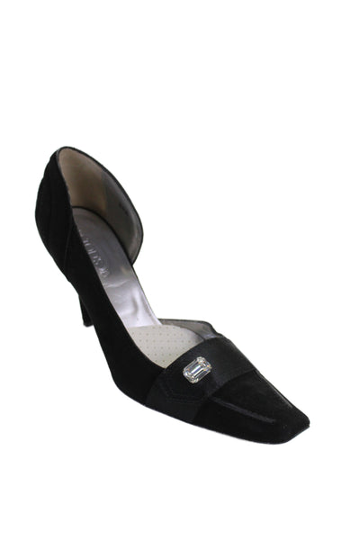 Tods Womens Suede Jeweled Accent D'Orsay Pumps Black Size EUR 39.5