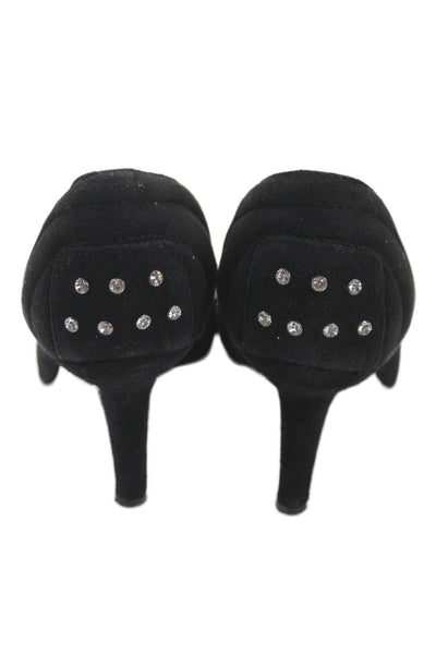 Tods Womens Suede Jeweled Accent D'Orsay Pumps Black Size EUR 39.5