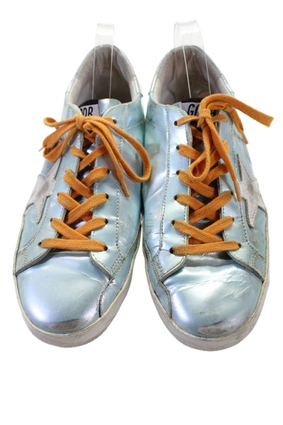 Golden Goose Deluxe Brand Womens Leather Superstar Sneaker Blue Size EUR 40