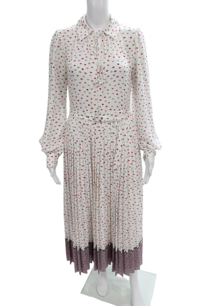 Kate Spade New York Women Shirt Dress White Long Sleeve Geometric Size 6